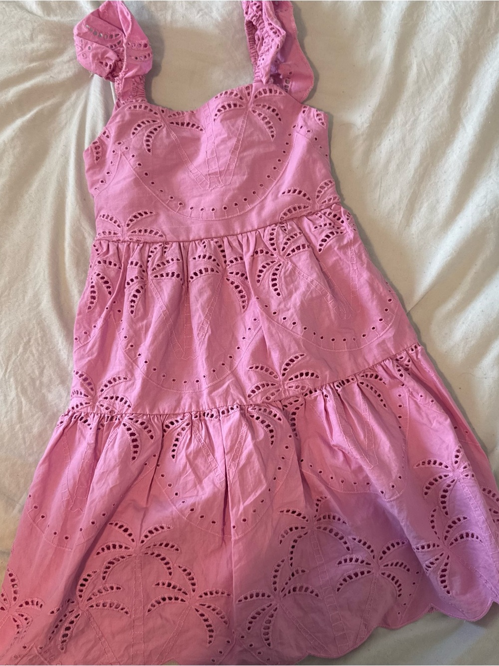 Chelsea + Violet Girls Pink Eyelet Tiered Summer Dress with Ruffled Straps